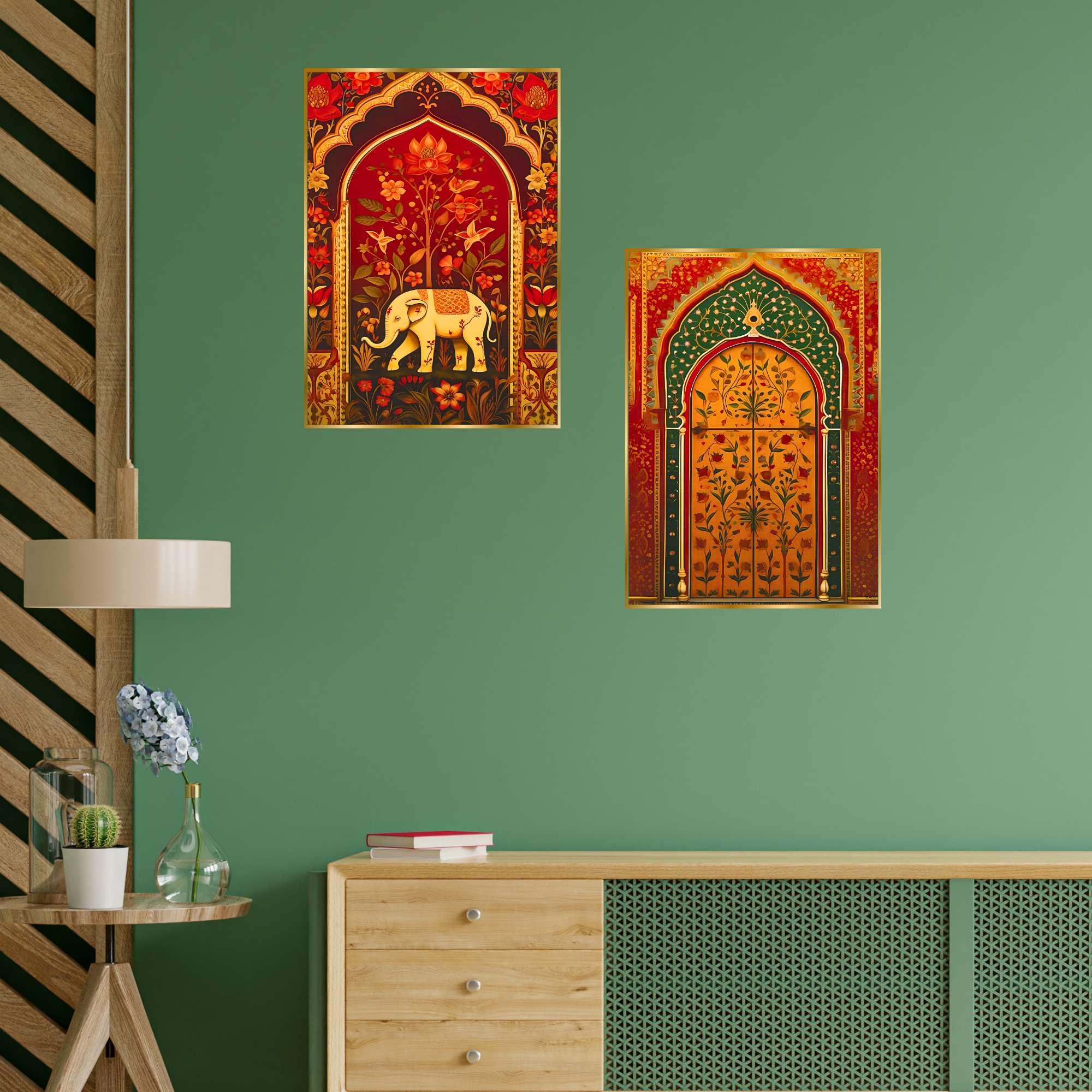 Set of Two Wall Paintings for Wall Dacoration Golden Framed Wall Paintings for Living Room & Bedroom Wall Art for Home Decoration & Office Wall Décor (14x11 inch CH-GD2-18) - Image 2