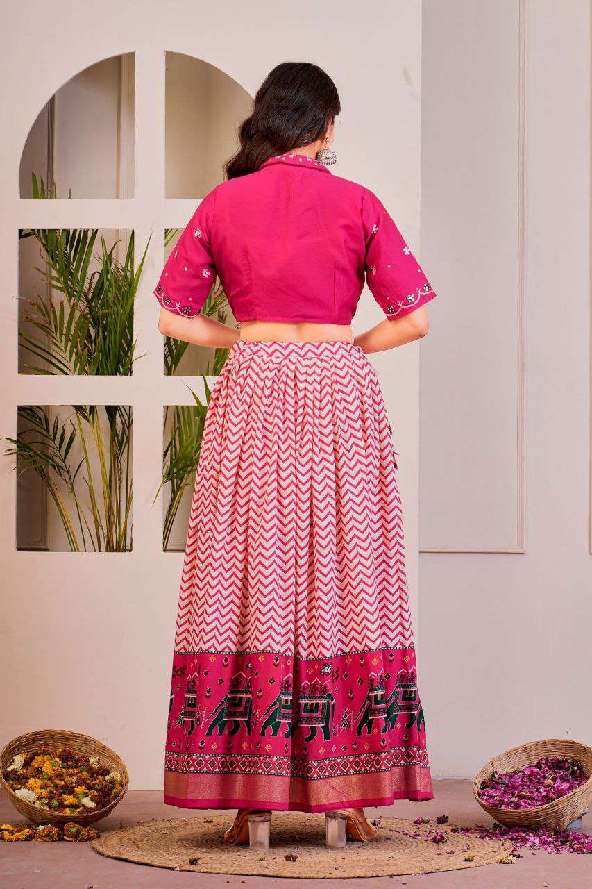 Women's Tussar Silk Patola Print Lehenga Choli Set with Foil Work - Image 28
